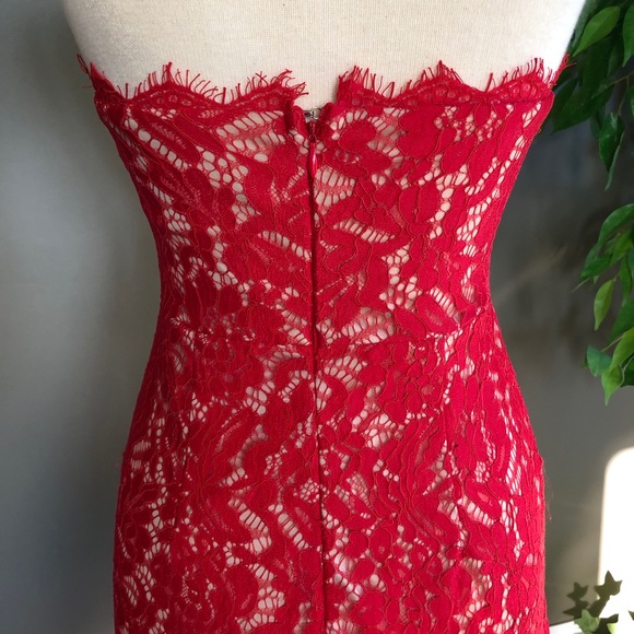 Lulu’s Maci Red Lace Strapless Mini Dress XS - Picture 15 of 16